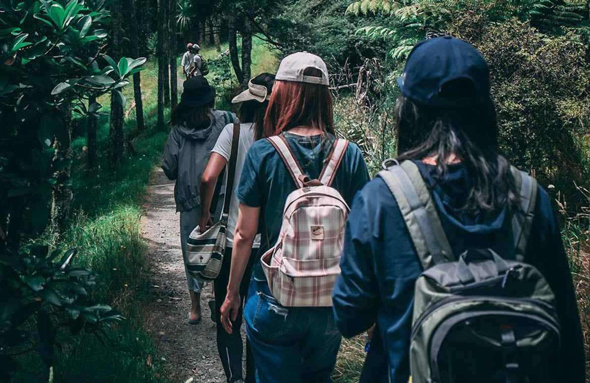 students summer hiking
