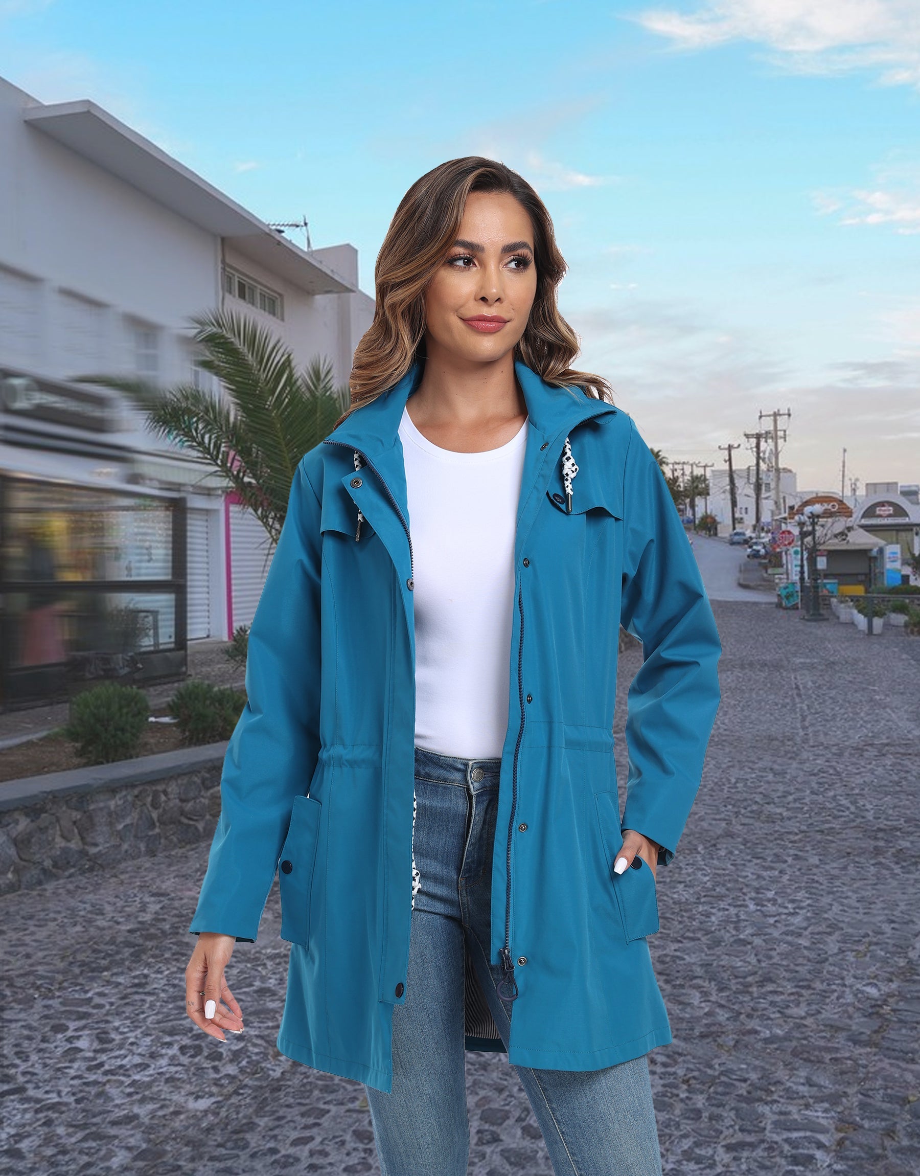 Women’s Waterproof Long Rain Jacket Atlaslava