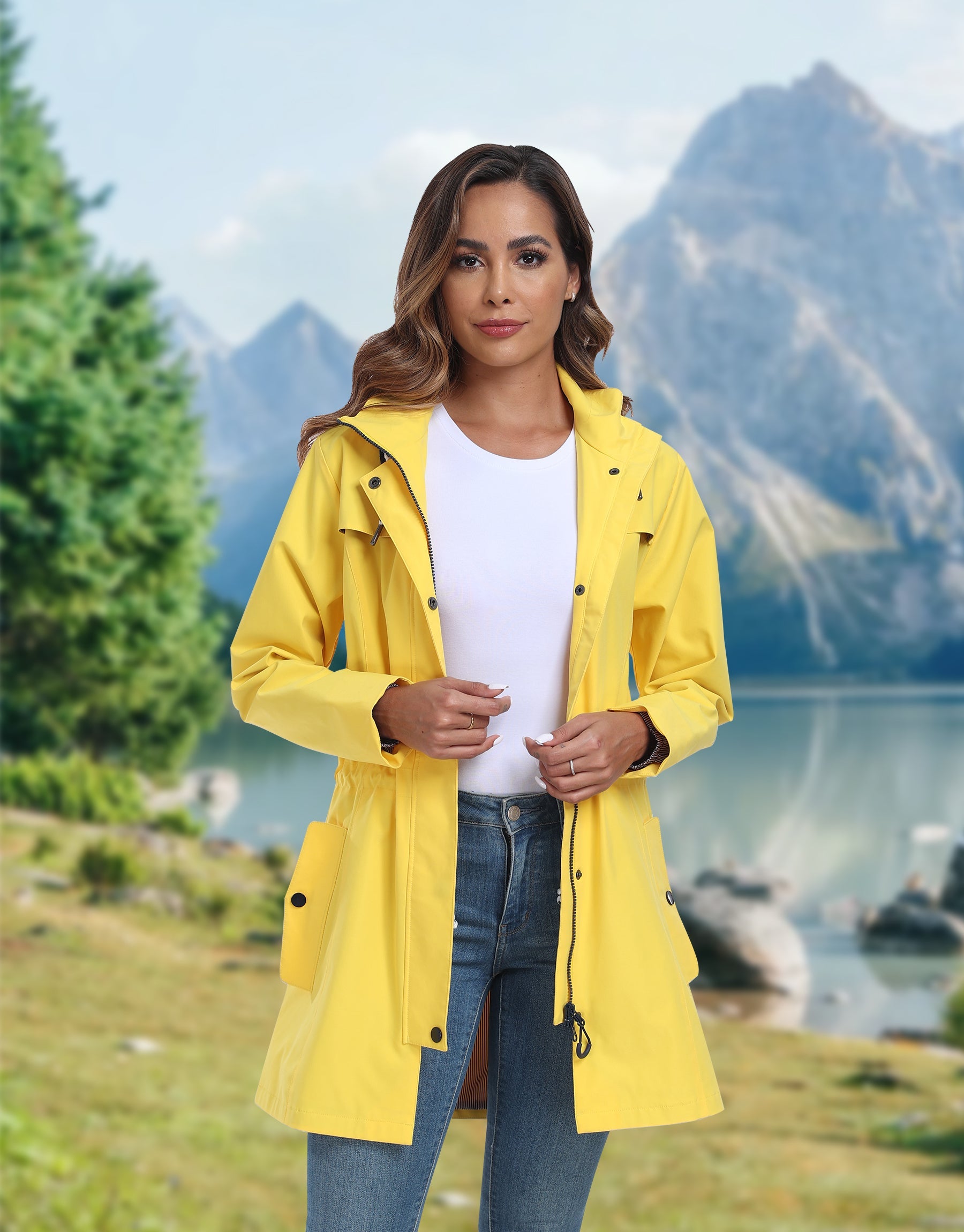 Women’s Waterproof Long Rain Jacket Atlaslava