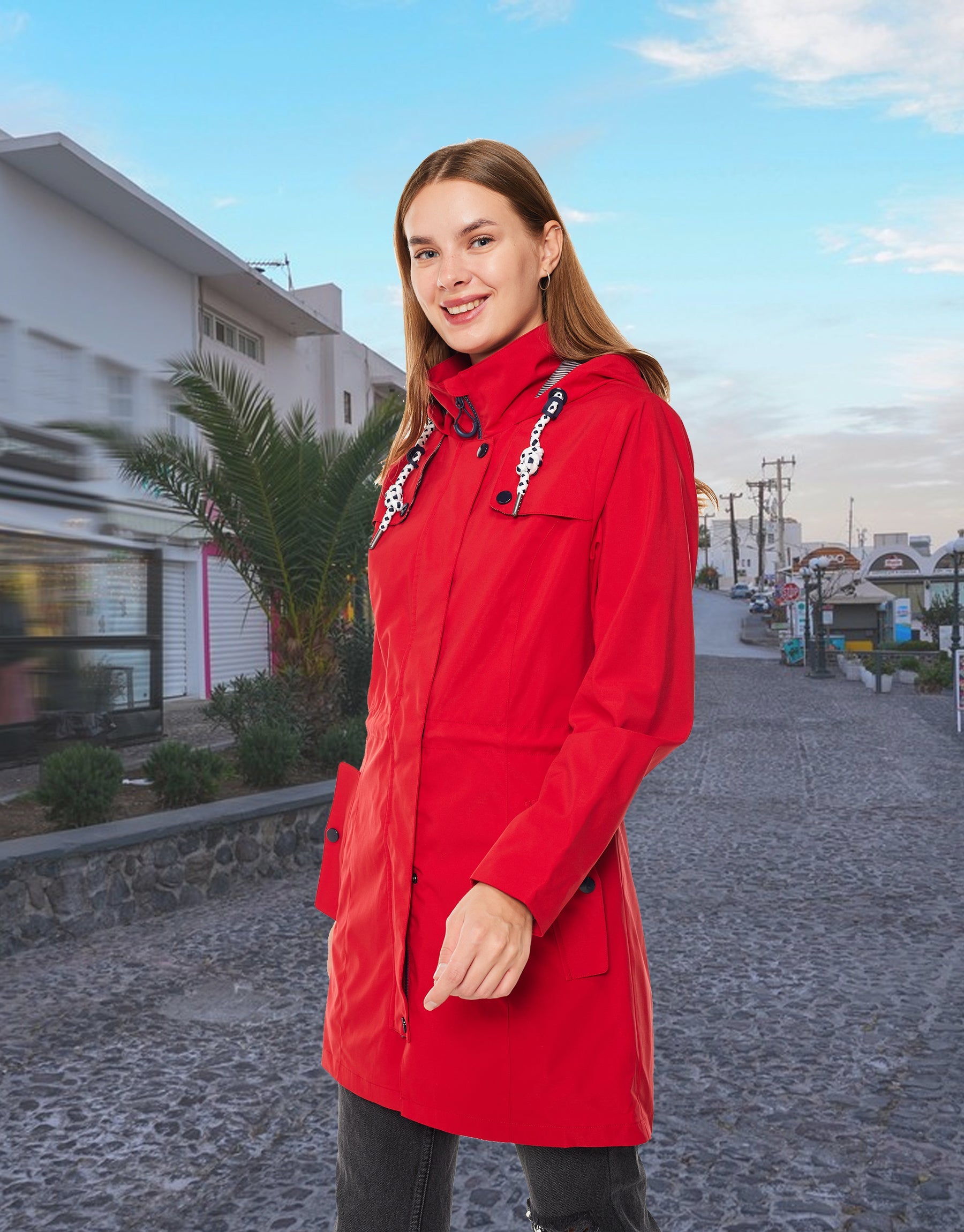 Women’s Waterproof Long Rain Jacket Atlaslava