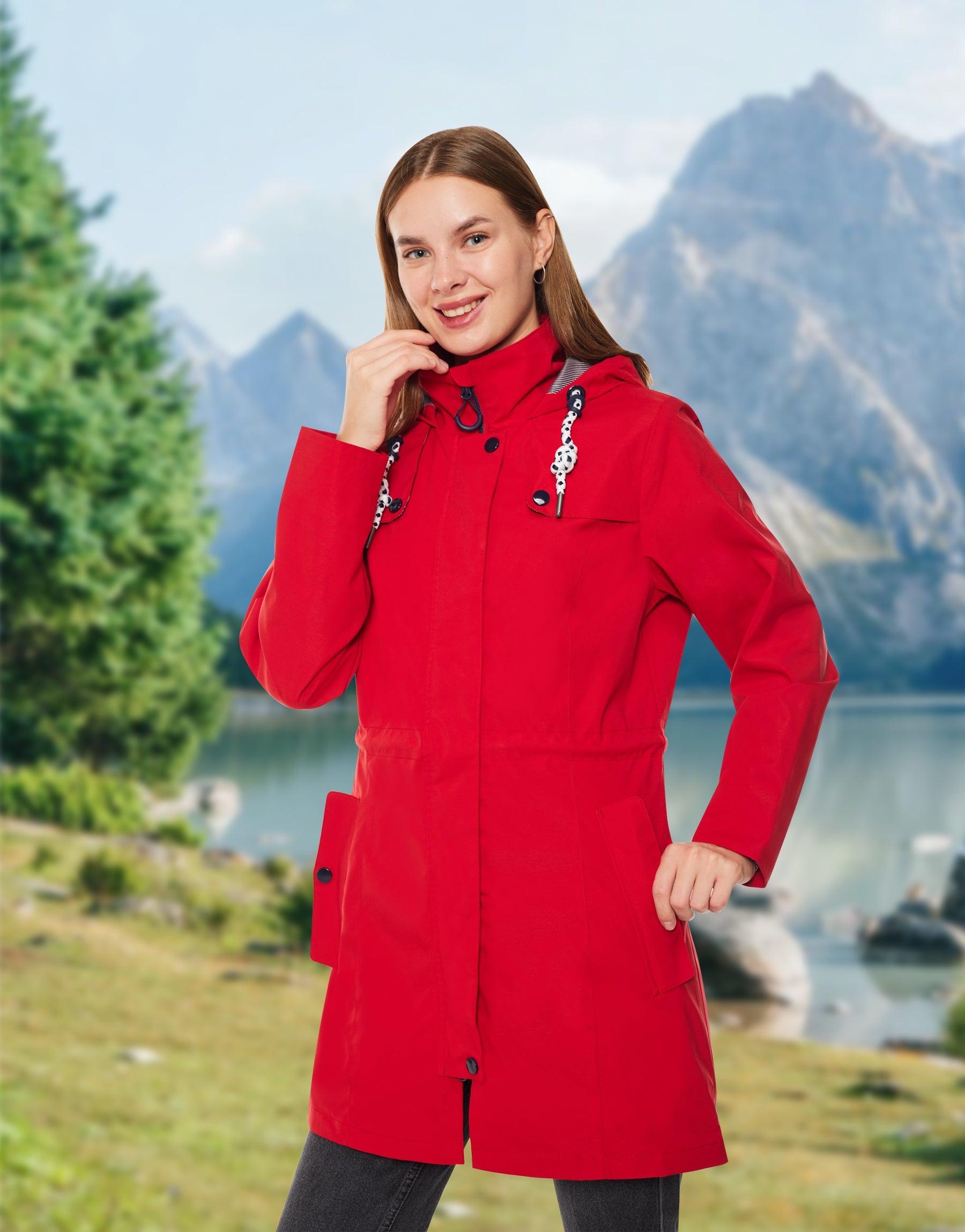 Women’s Waterproof Long Rain Jacket Atlaslava