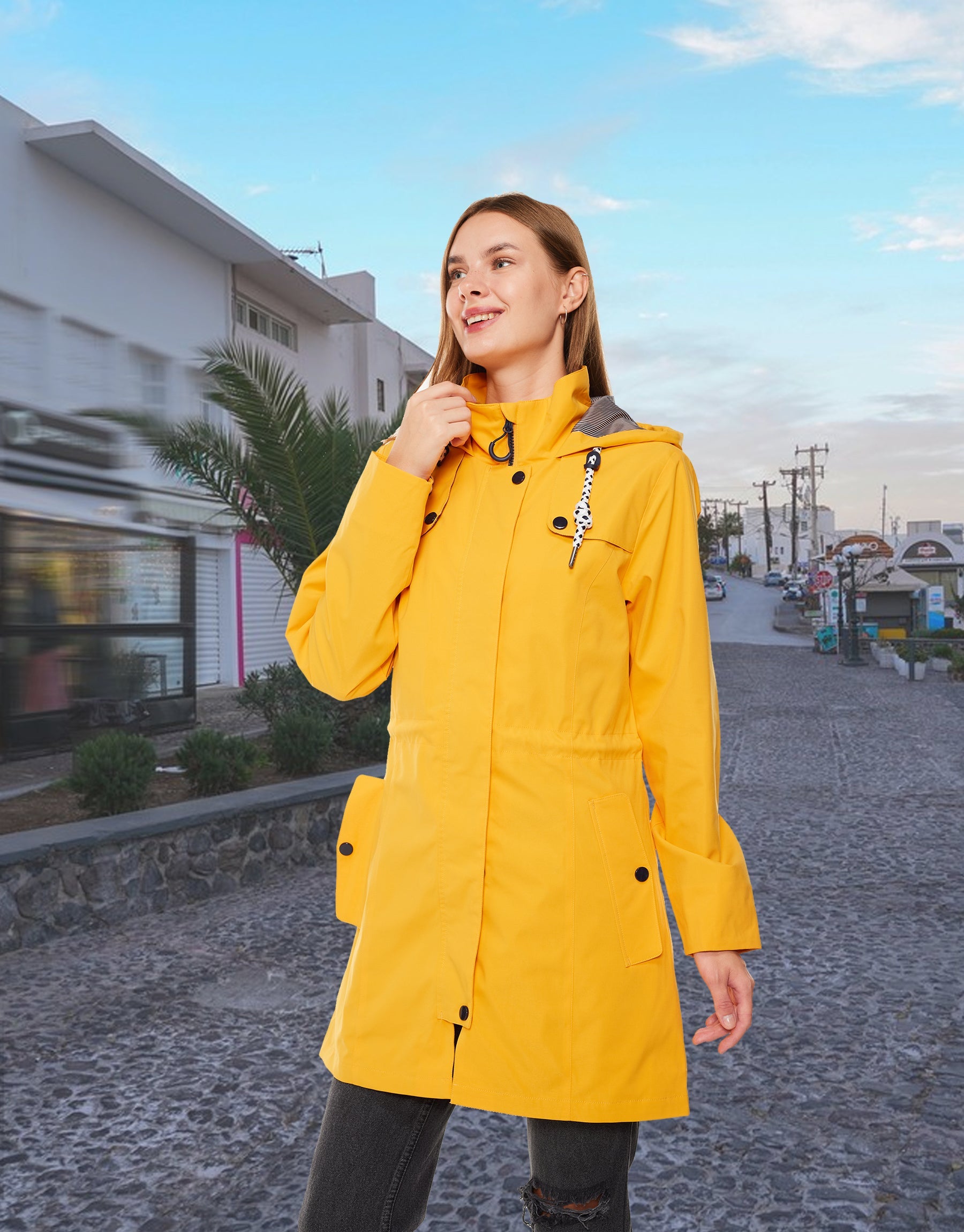 Women’s Waterproof Long Rain Jacket Atlaslava