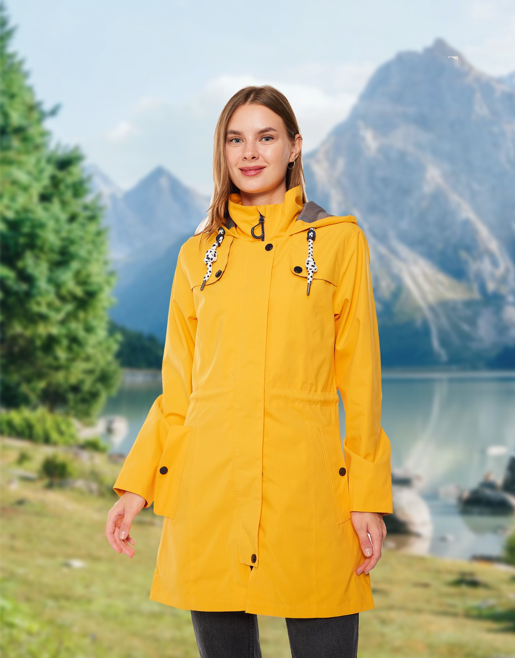Women’s Waterproof Long Rain Jacket Atlaslava