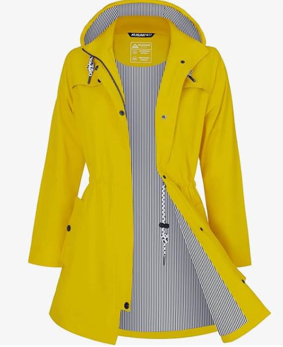 AquaFlex Women's Long Waterproof Hooded Raincoat Atlaslava