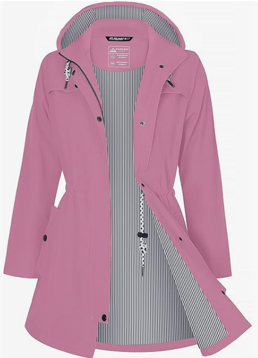 AquaFlex Women's Long Waterproof Hooded Raincoat Atlaslava