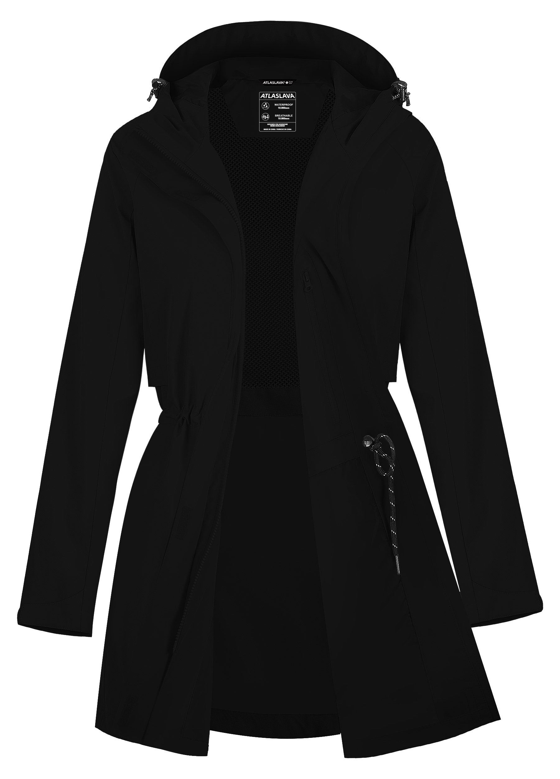 Women's Rain Jacket with Mesh: 10000mm W/P Index 10000 Level Breathable Atlaslava