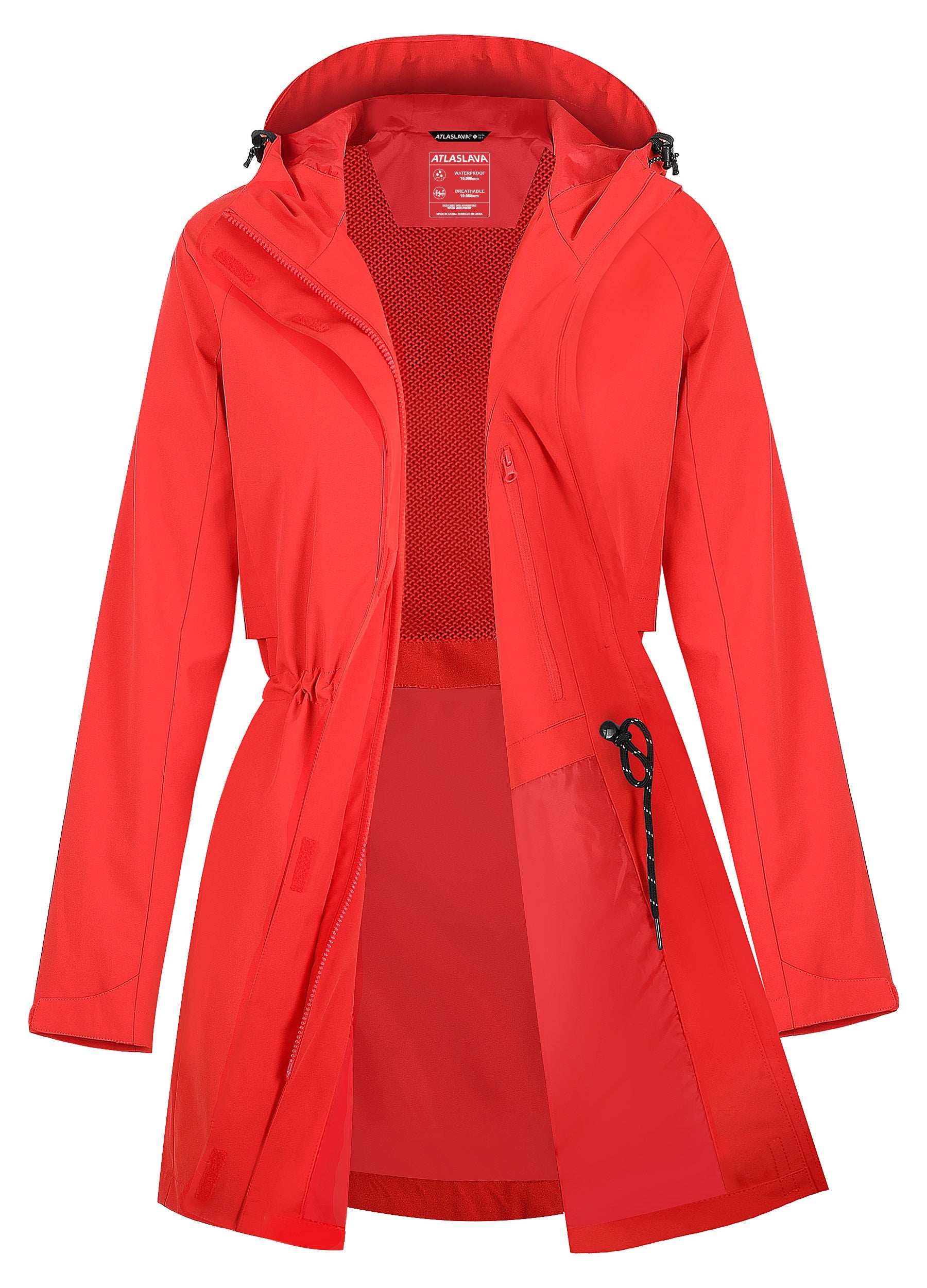 Women's Rain Jacket with Mesh: 10000mm W/P Index 10000 Level Breathable Atlaslava