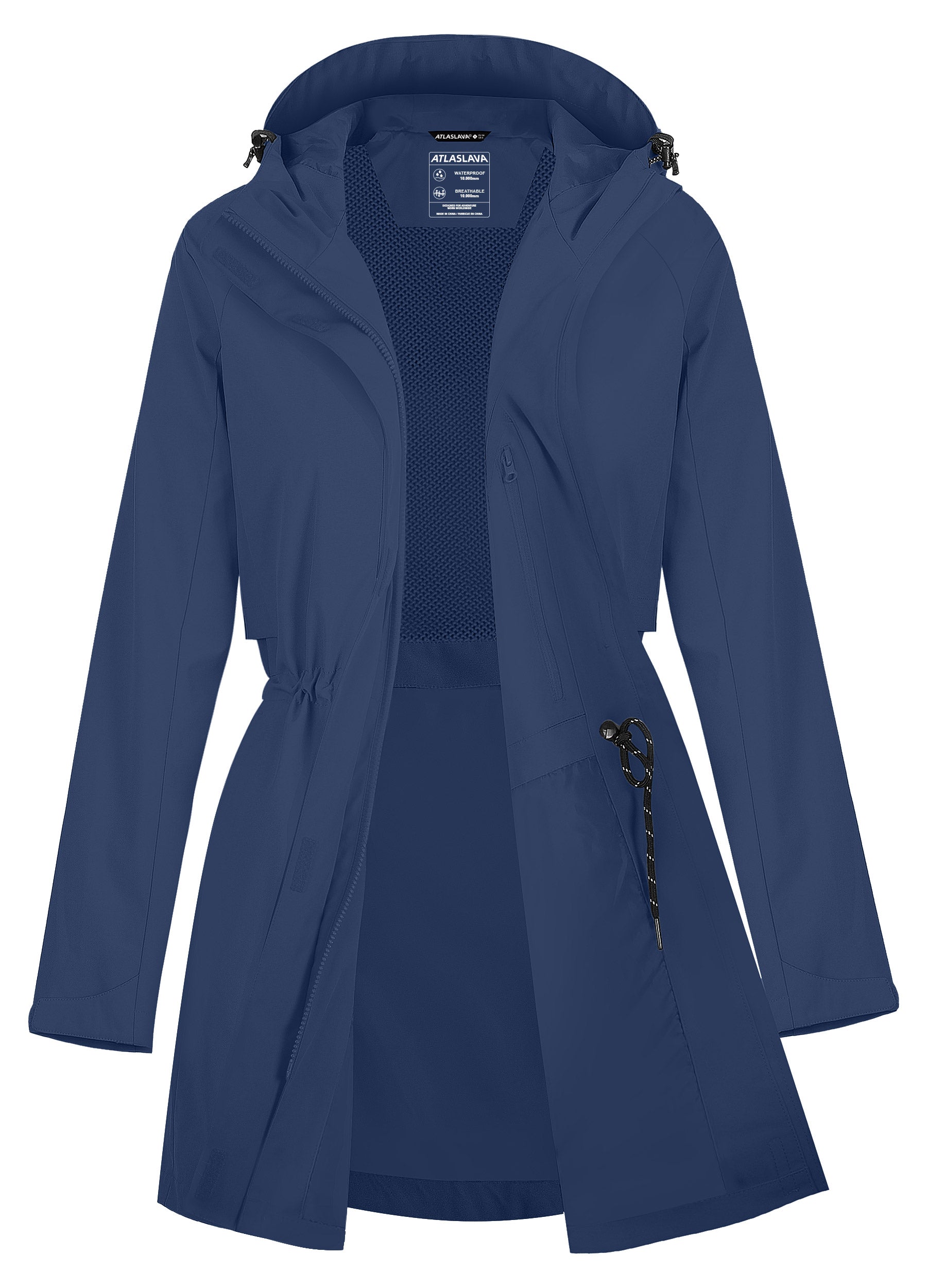 Women's Rain Jacket with Mesh: 10000mm W/P Index 10000 Level Breathable Atlaslava