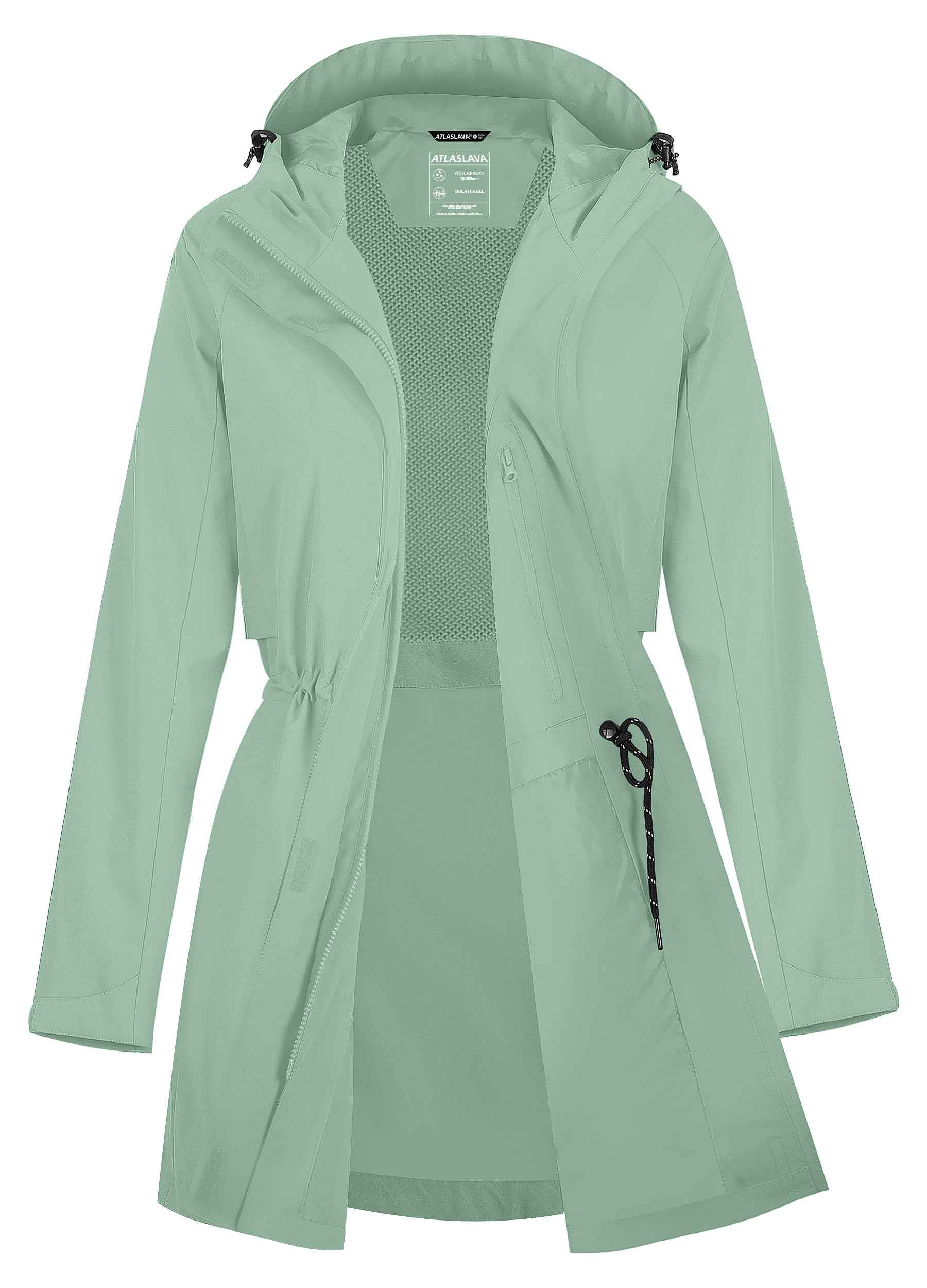 Women's Rain Jacket with Mesh: 10000mm W/P Index 10000 Level Breathable Atlaslava