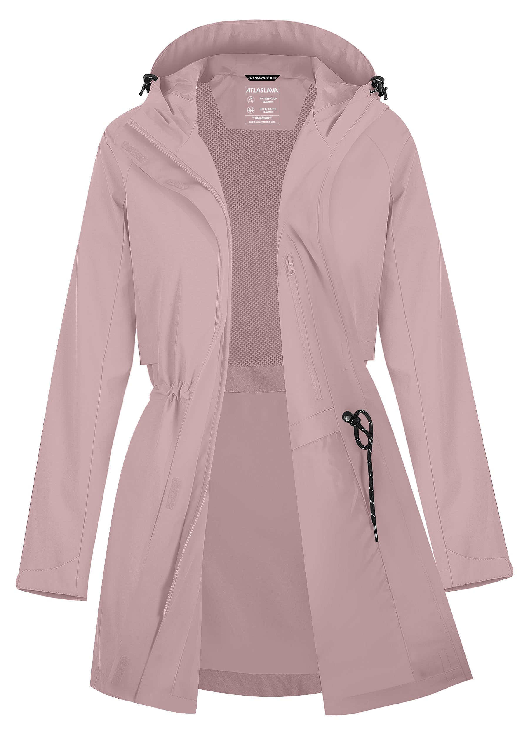 Women's Rain Jacket with Mesh: 10000mm W/P Index 10000 Level Breathable Atlaslava