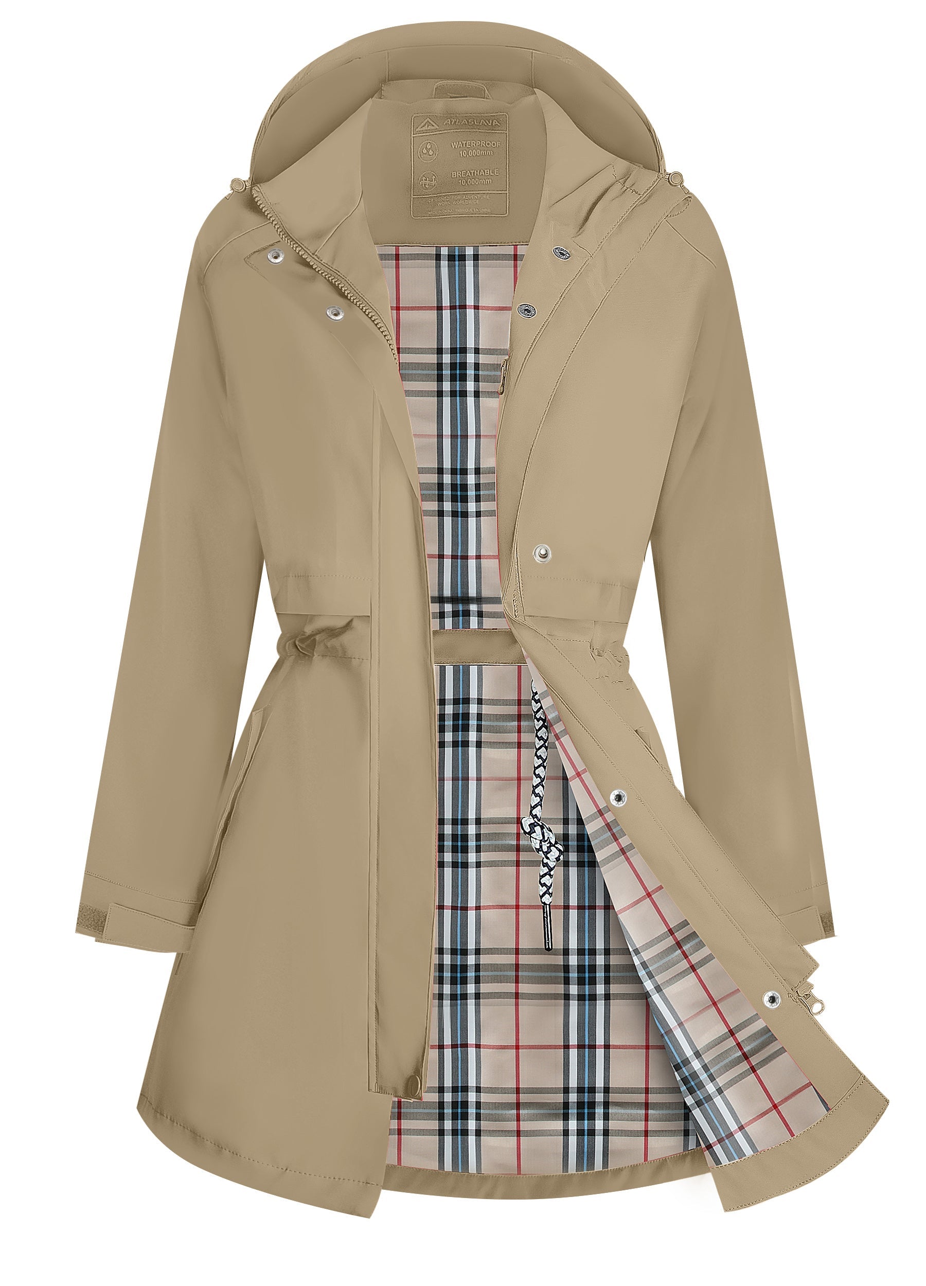 Women's Long Rain Jacket : 10000mm W/P Index 10000 Level Breathable Altaslava