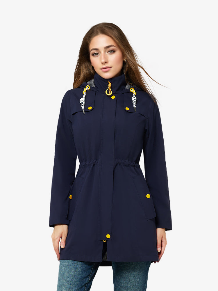 AquaFlex Women's Long Waterproof Hooded Raincoat Atlaslava