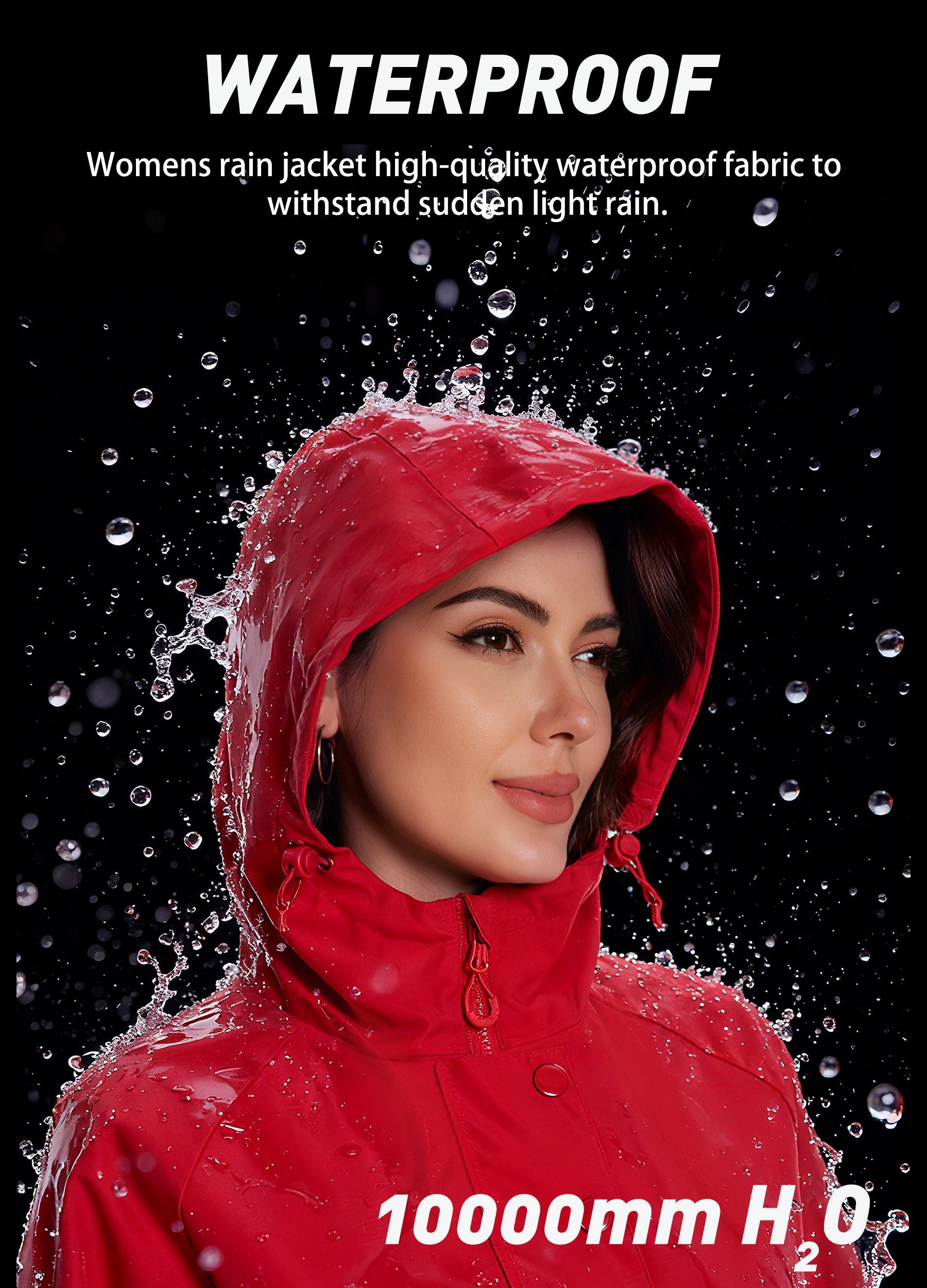 Women's Long Rain Jacket : 10000mm W/P Index 10000 Level Breathable Altaslava