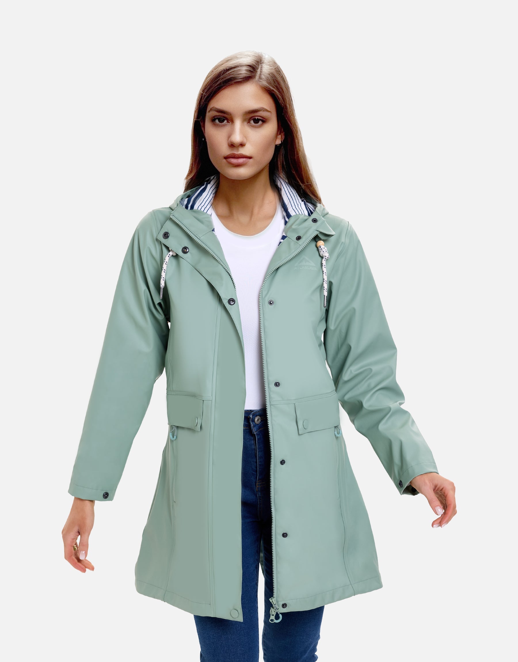 SplashGlow Women's Long Waterproof  Jacket Atlaslava