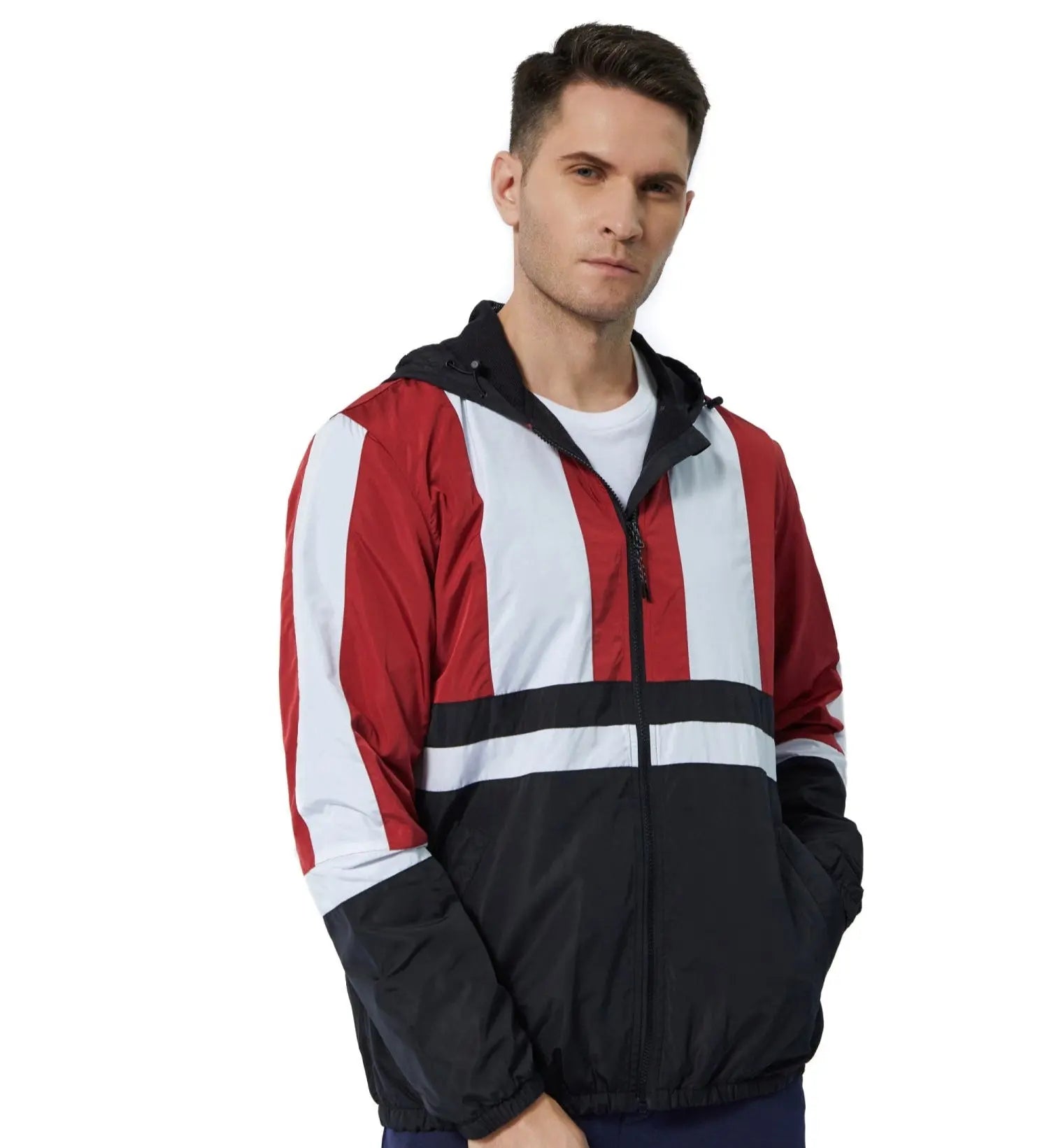 Amaryllis Men's Colorblock Trench Coat Atlaslava