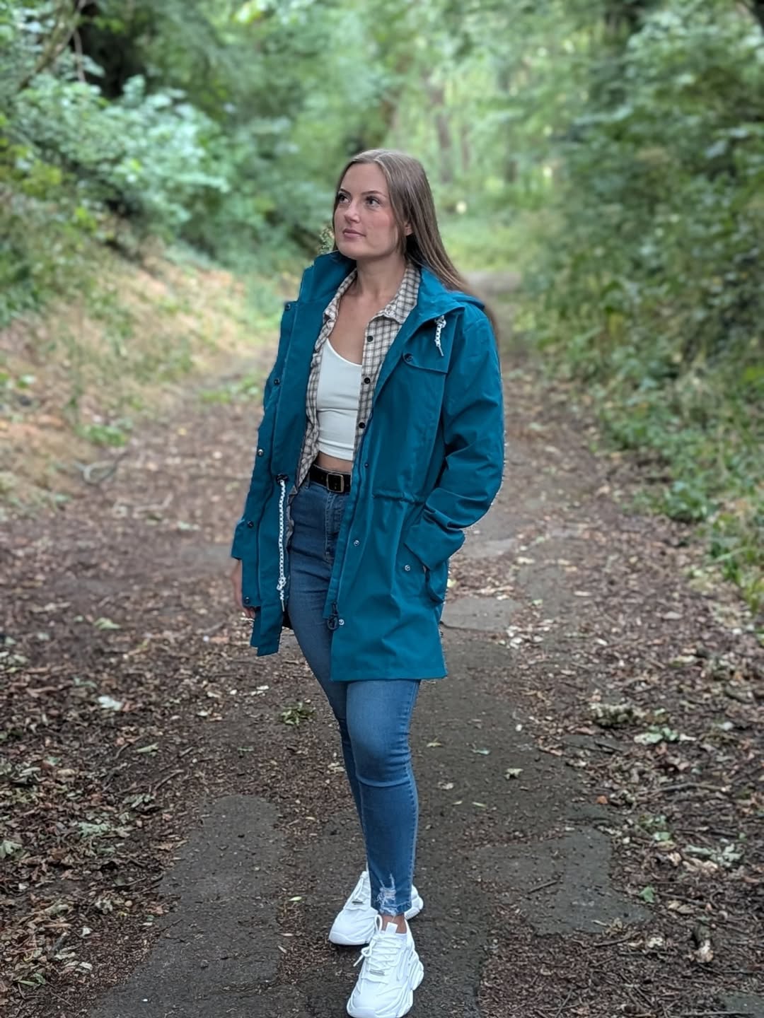 AquaFlex Women's Long Waterproof Hooded Raincoat Atlaslava