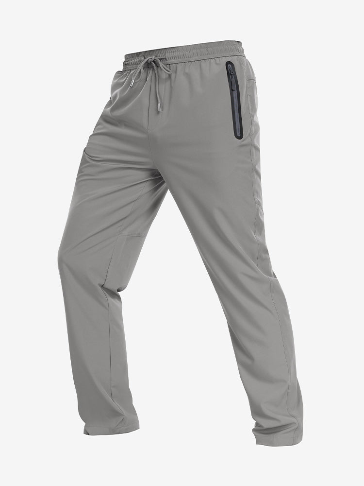 Men Drawstring Waist Zipper Pocket Outdoor Pants