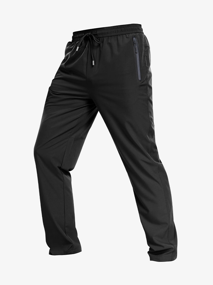 Men Drawstring Waist Zipper Pocket Outdoor Pants