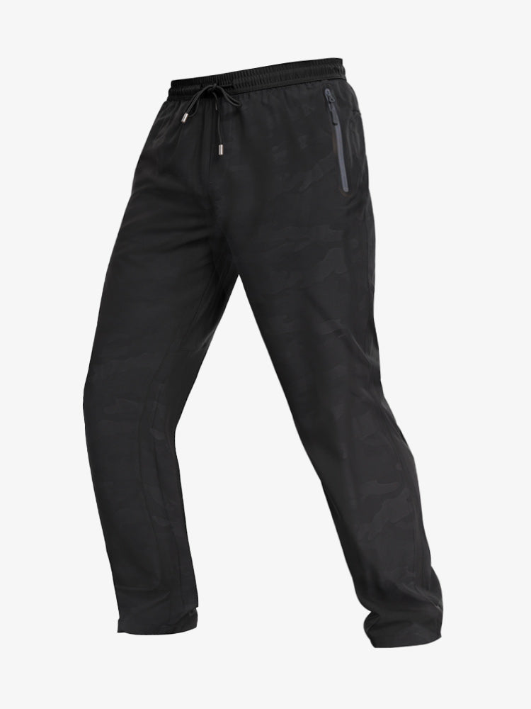 Men Drawstring Waist Zipper Pocket Outdoor Pants