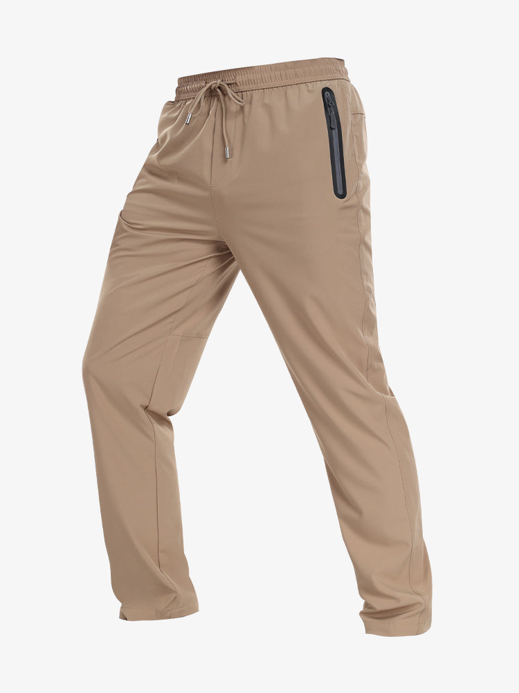 Men Drawstring Waist Zipper Pocket Outdoor Pants